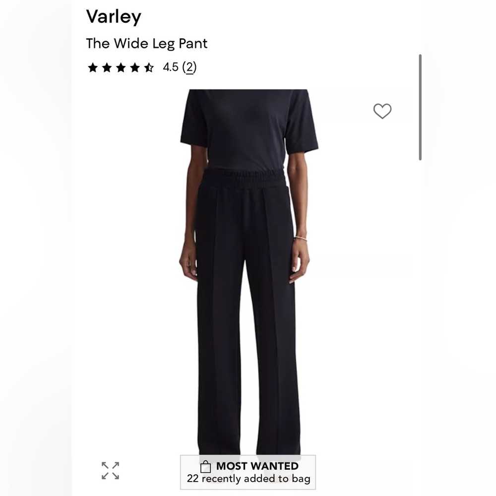 Varley Double Soft Black Wide-Leg Pant